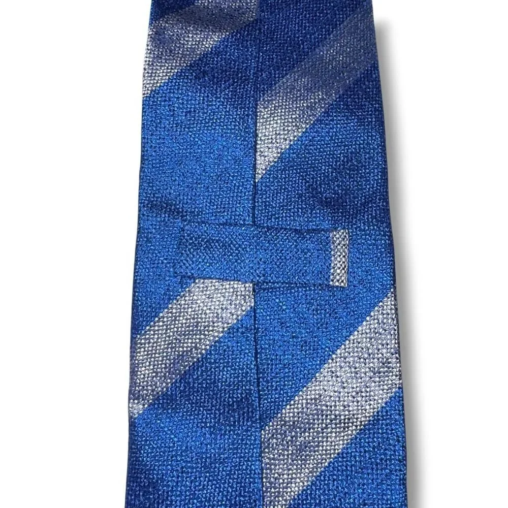 Seaward & Stearn London The English Silk Tie in Royal Blue & Silver Rep Stripes